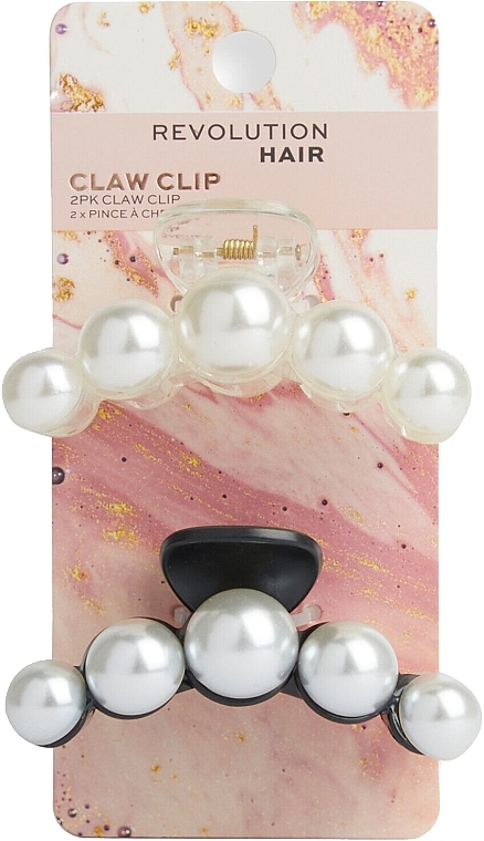 Крабики для волос с жемчужинами, 2 шт. - Revolution Haircare Pearl Claw Clip — фото N2