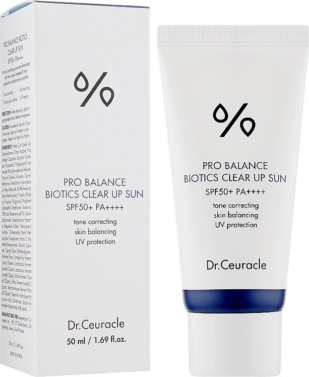 Солнцезащитный осветляющий крем с пробиотиками - Dr.Ceuracle Pro Balance Biotics Clear Up Sun SPF50+ — фото N2