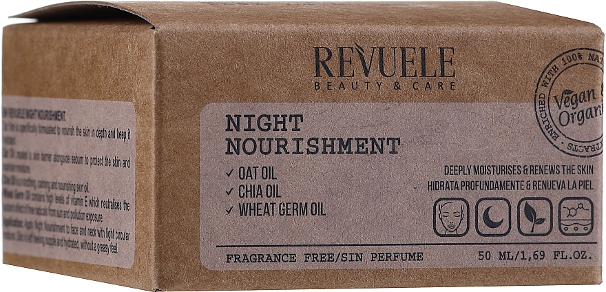 Живильний нічний крем для обличчя - Revuele Vegan & Organic Night Nourishment — фото N1