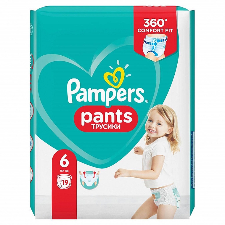 Подгузники-трусики, размер 6 (15 + кг), 19 шт - Pampers Pants — фото N1