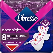 Парфумерія, косметика Гігієнічні прокладки нічні з крильцями, 8 шт - Libresse Ultra Goodnight Extra Large 