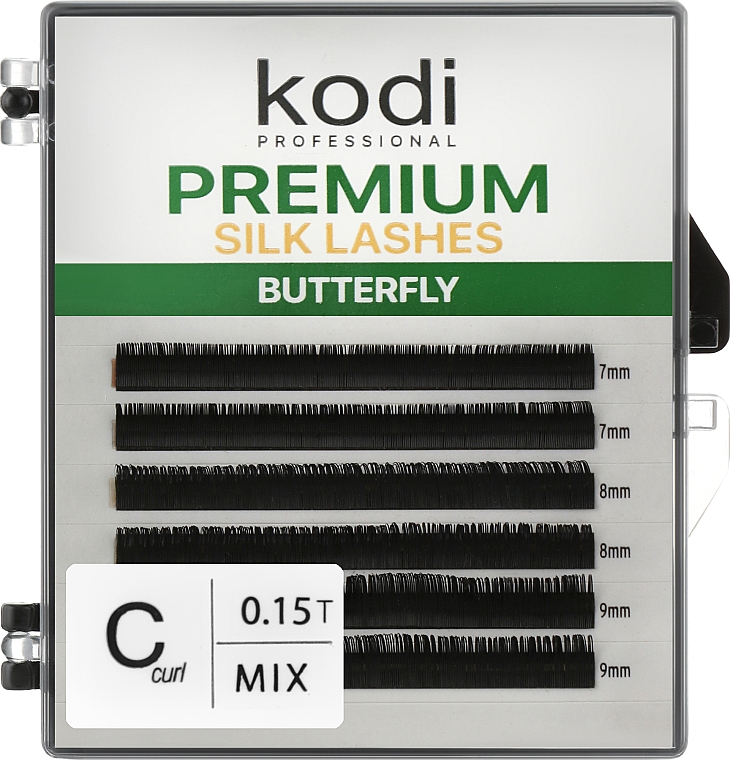 Накладные ресницы Butterfly Green C 0.15 (6 рядов: 7/9) - Kodi Professional
