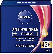 Парфумерія, косметика Нічний крем для обличчя проти зморщок + пружність 45+ - NIVEA  Anti-Wrinkle + Firming Night Cream