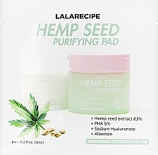 Парфумерія, косметика Заспокійливі педи для обличчя - Lalarecipe Hemp Seed Purifying Pad (пробник)