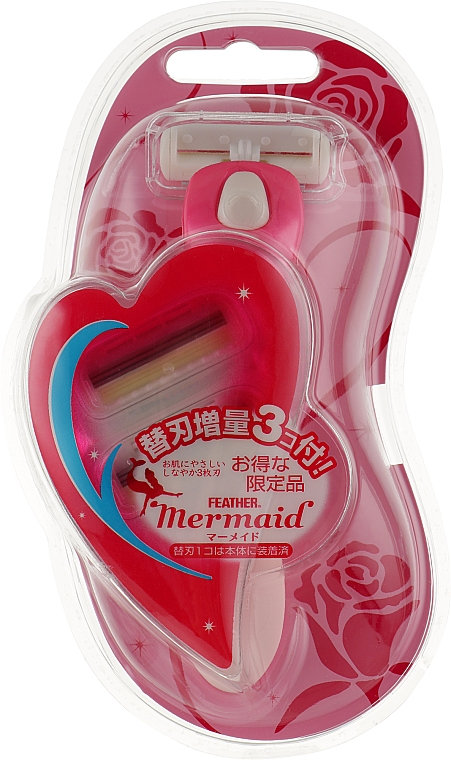 Жіночий станок для голяння з потрійним лезом з 1 запасною касетою - Feather Mermaid Rose Pink — фото N1