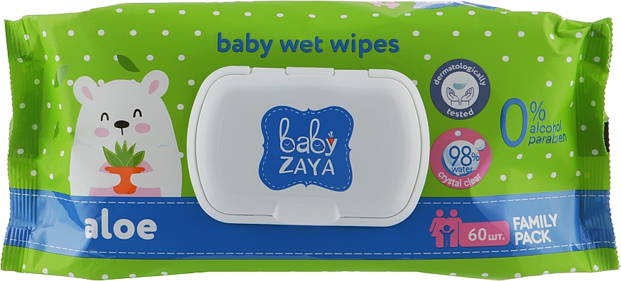 Влажные салфетки "Алоэ", 60шт - Baby Zaya