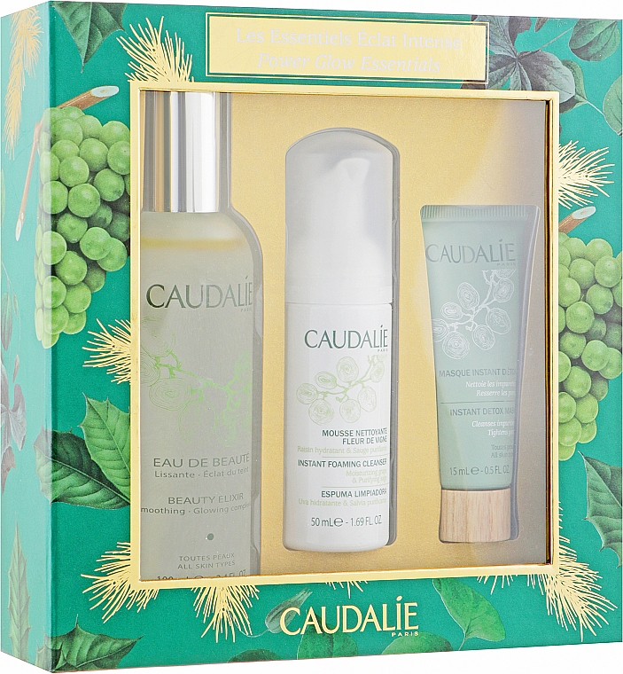 Набор - Caudalie Power Glow Essentials Set (f/water/100ml + f/mousse/50ml + f/mask/15 ml)