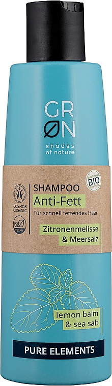Шампунь проти жирної шкіри голови "Лимонний бальзам і морська сіль" - GRN Pure Elements Anti-Grease Shampoo — фото N2