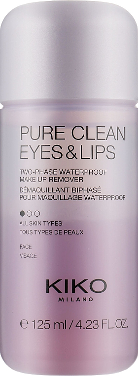 Двофазна рідина для зняття макіяжу з очей і губ - Kiko Milano Pure Clean Eyes & Lips