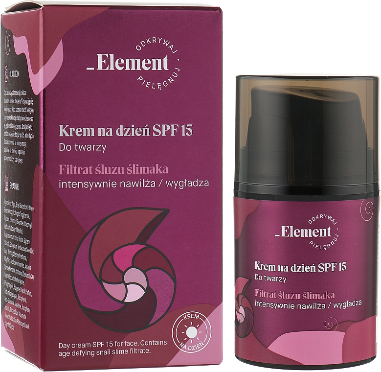 Денний крем для обличчя з муцином равлика SPF 15 - _Element Snail Slime Filtrate Day Cream SPF 15 — фото N2
