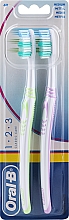 Духи, Парфюмерия, косметика Набор зубных щеток "40" средней жесткости, салатовая + сиреневая - Oral-B 1-2-3 Classic Care Medium