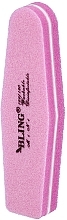 Парфумерія, косметика Мініпилка-баф для нігтів "Трапеція", 100/180, 9 см, рожева - Bling