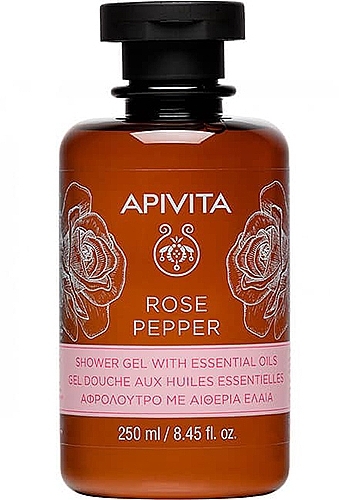 Гель для душа с эфирными маслами "Роза и перец" - Apivita Shower Gel Rose & Black Pepper