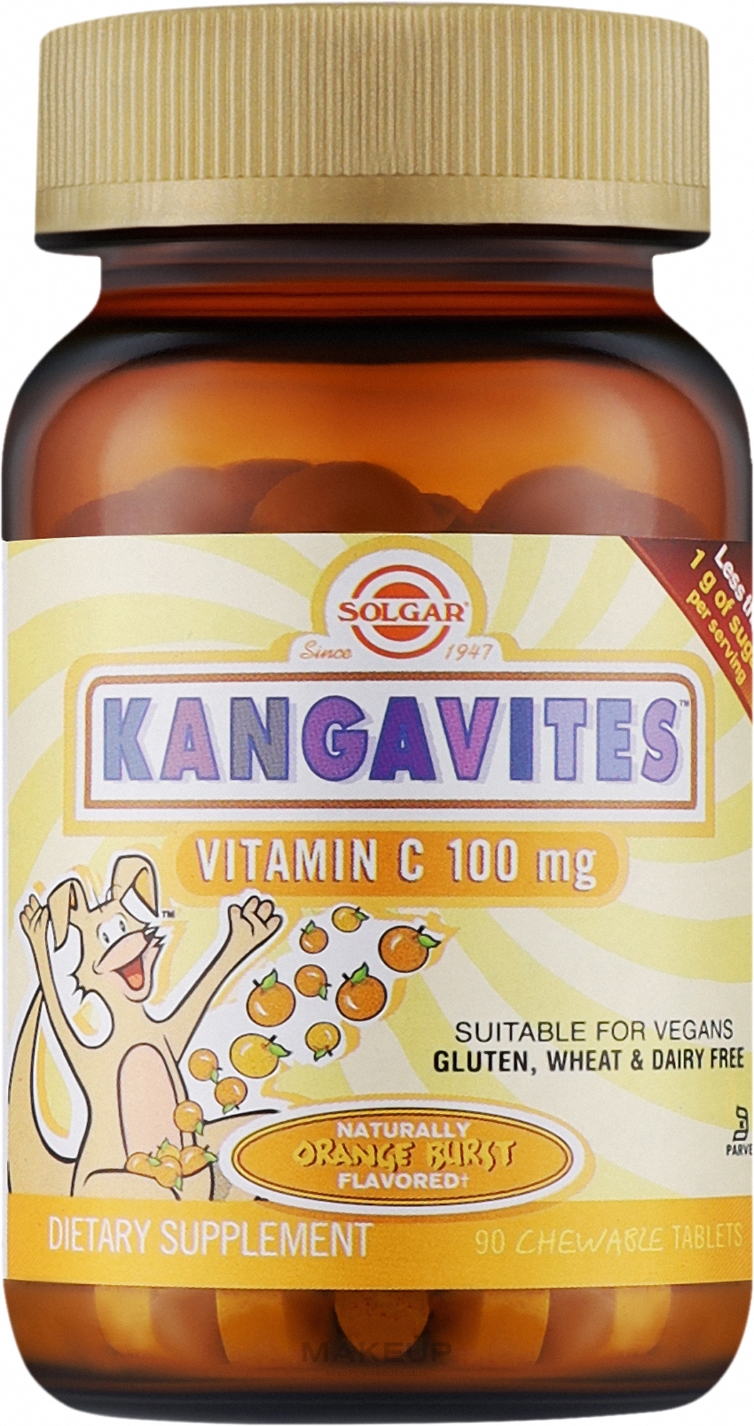 Вітаміни жувальні "Апельсин", 100 мг - Solgar Kangavites Vitamin C — фото 90шт