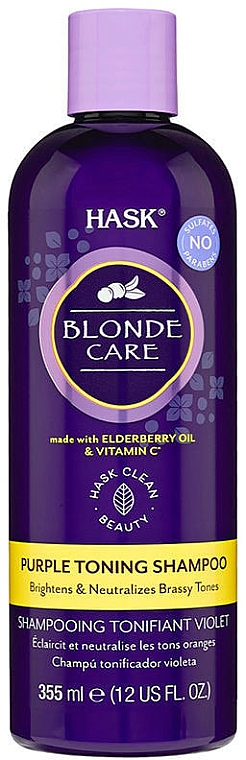 Відтінковий безсульфатний шампунь для світлого волосся - Hask Blonde Care Purple Toning Shampoo — фото N1
