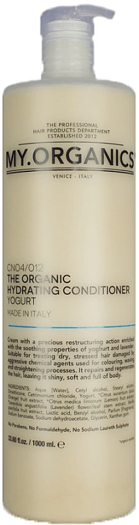 Зволожувальний органічний кондиціонер з йогуртом - My.Organics The Organic Hydrating Conditioner Yogurt — фото N1
