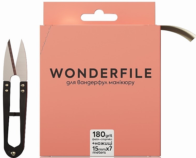 Файл-лента для пилки 130х15 мм, 180 грит, 7 метров + ножницы - Wonderfile — фото N1