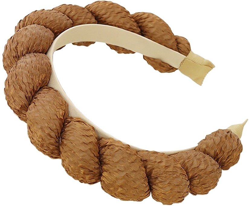 Обруч для волосся декоративний плетений, коричневий - Ecarla — фото N1