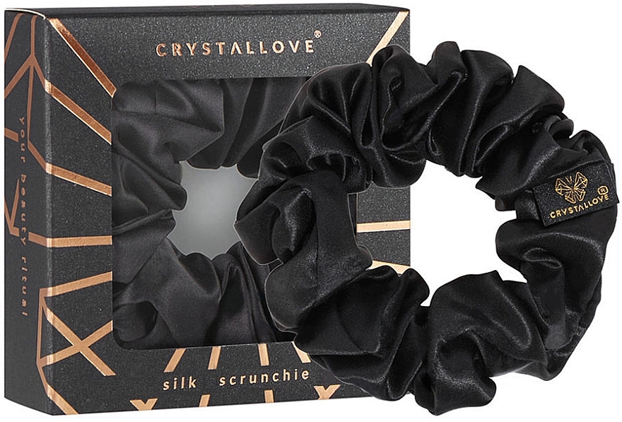 Шелковая резинка для волос, черная - Crystallove — фото N1