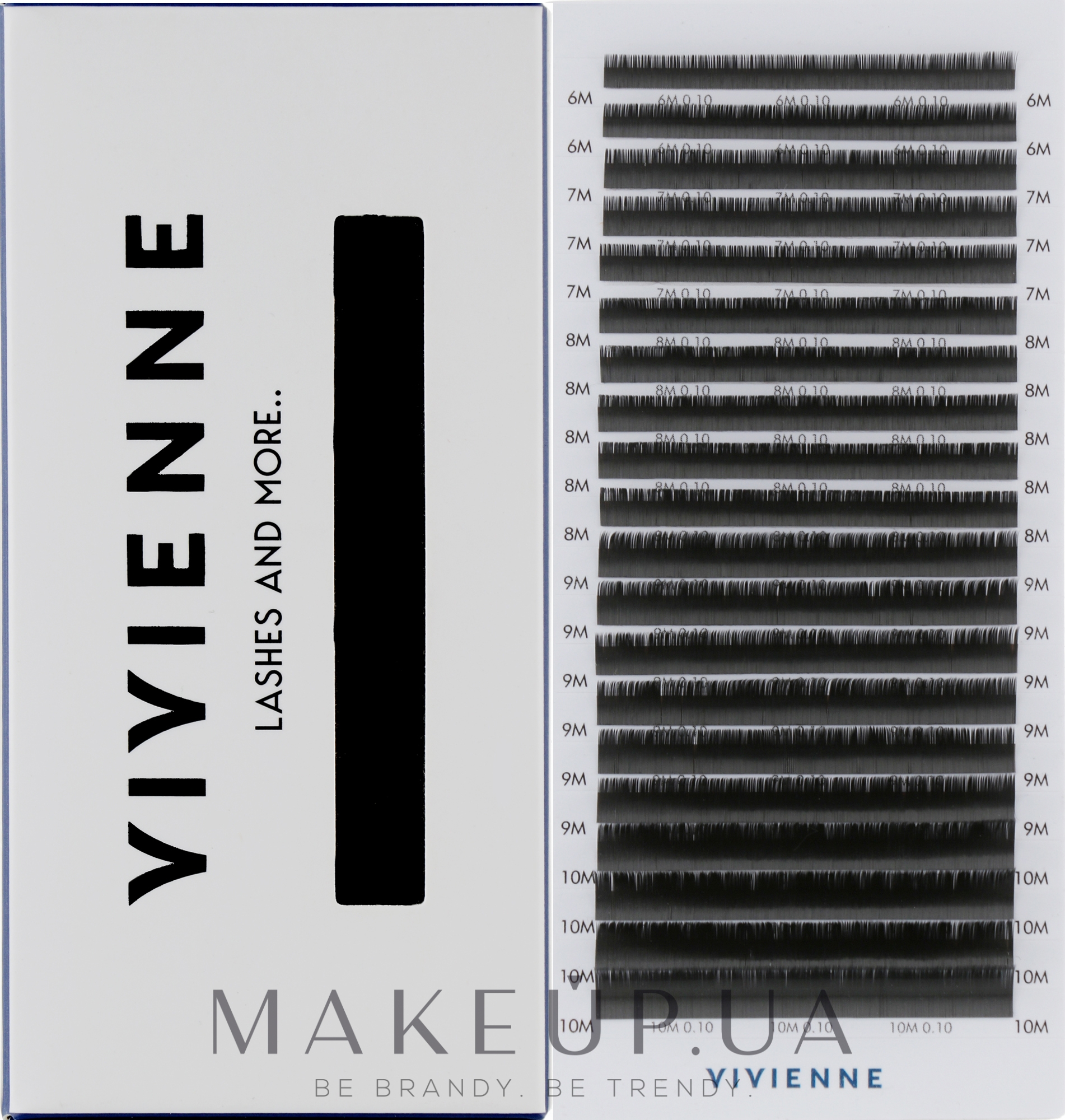 Накладні вії "Elite", чорні, 20 ліній (mix, 0,1, L, (6-10)) - Vivienne — фото 1уп