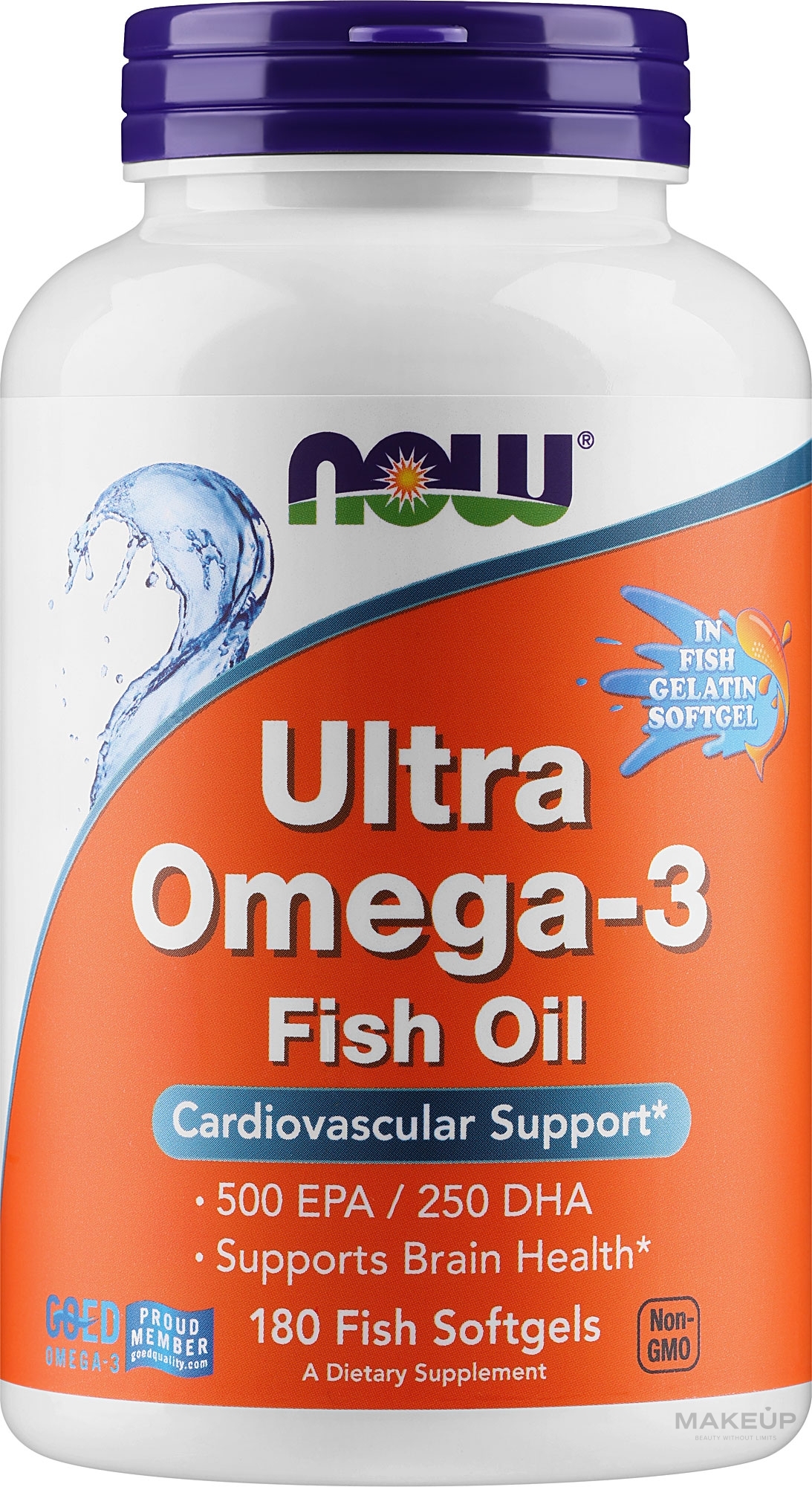 Жирные кислоты Omega-3 в желатиновых капсулах - Now Foods Ultra Omega-3 500 EPA/250 DHA Fish Softgels — фото 180шт