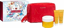 Духи, Парфюмерия, косметика Набор - Clarins (b/scr/250g + b/balm/30ml + bath/foam/30ml + bag)