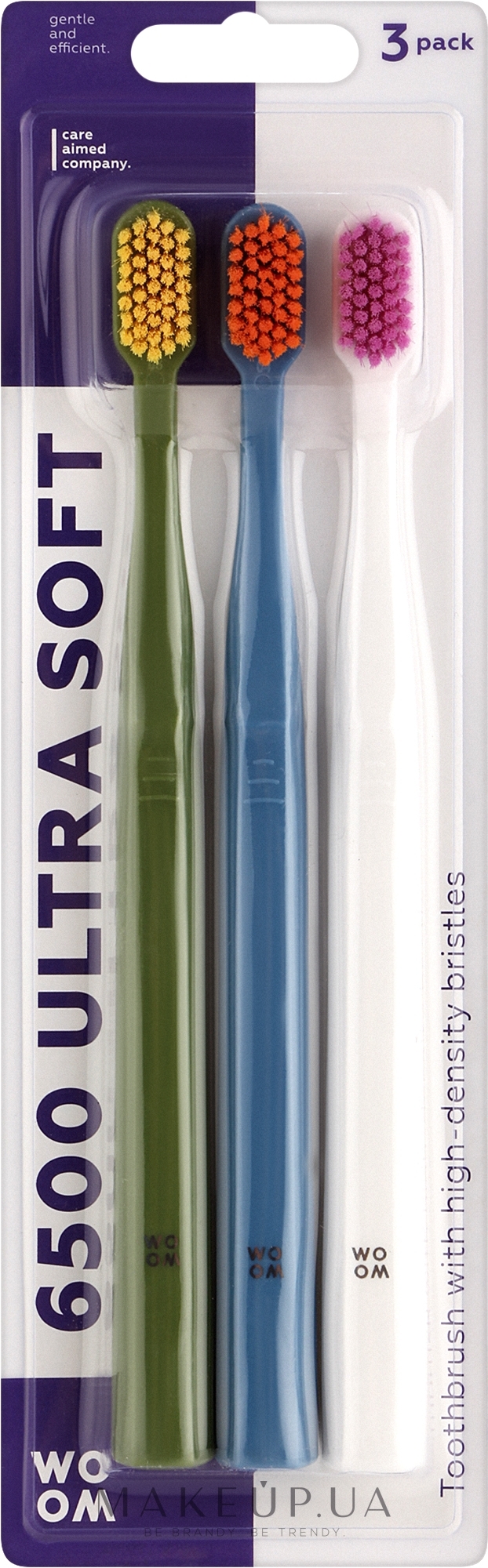 Набір зубних щіток, мікс кольорів, 3 шт. - Woom 6500 Ultra Soft — фото 3шт