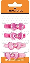 Резинки для волос "Клубничка", 25716, малиновые и розовые - Top Choice — фото N1