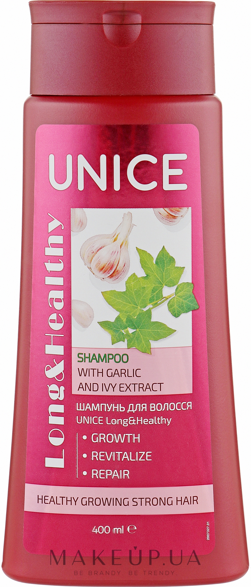 Шампунь с экстрактами чеснока и плюща - Unice Long & Healthy Shampoo — фото 400ml