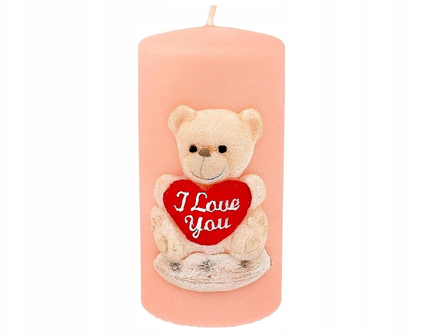 Декоративная свеча, 7х14 см, мишка Teddy, розовый цилиндр - Artman  — фото N1