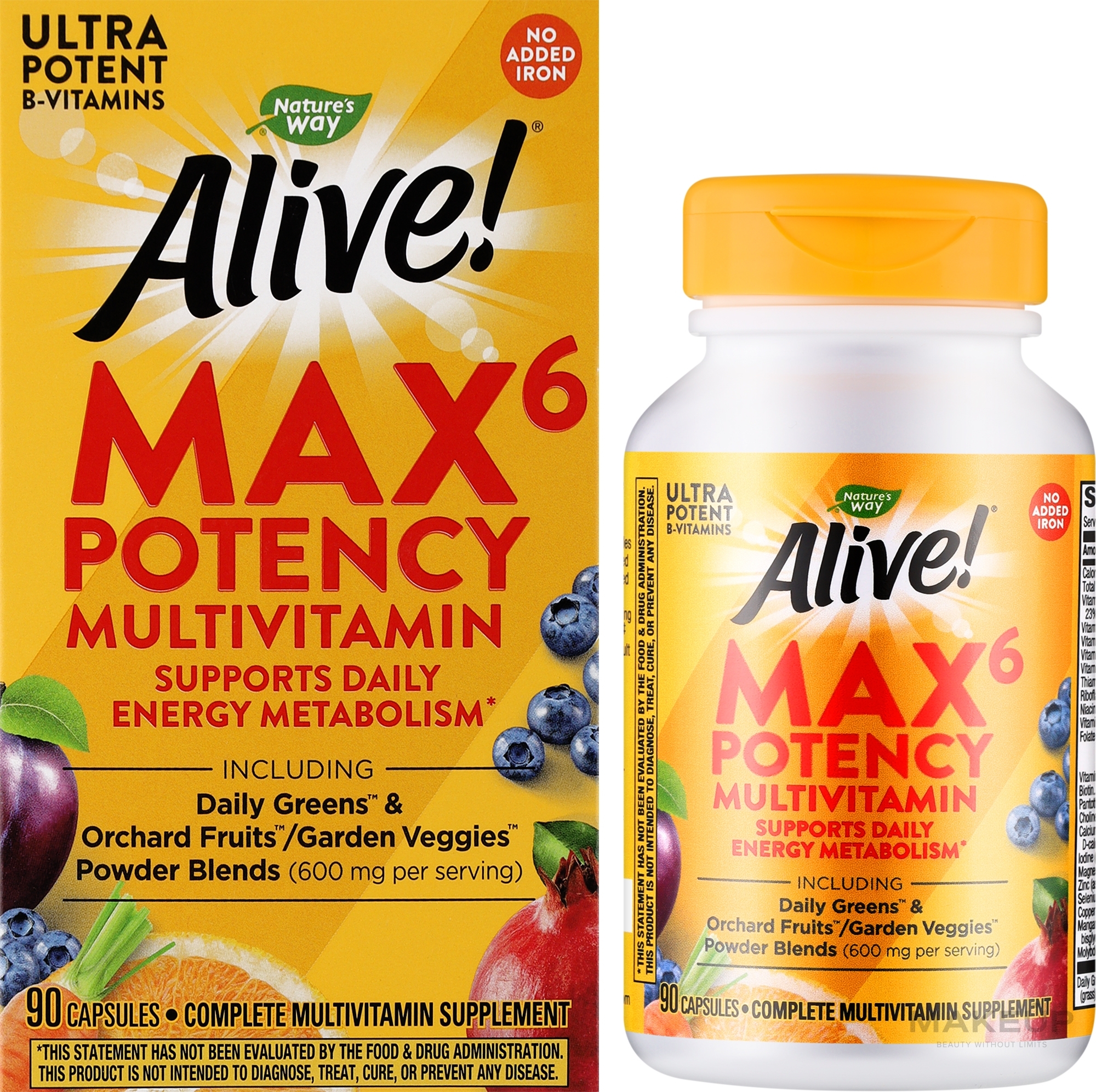 Мультивитамины - Nature’s Way Alive! Max6 Daily Multi-Vitamin Without Iron — фото 90шт