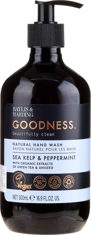 Рідке мило для рук - Baylis & Harding Goodness Sea Kelp & Peppermint Natutal Hand Wash — фото N1