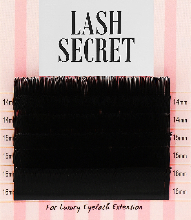 Накладные ресницы, черные, микс, 6 линий (0.15, C, (14,15,16)) - Lash Secret — фото N1
