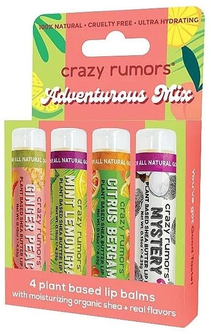 Набір бальзамів для губ - Crazy Rumors Adventurous Mix 4 Pack Lip Balm Gift Box (lip/balm/4x4.25g) — фото N1