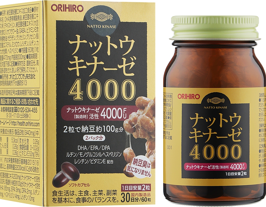 Наттокіназа й омега-3, 4000 мг - Orihiro — фото N2