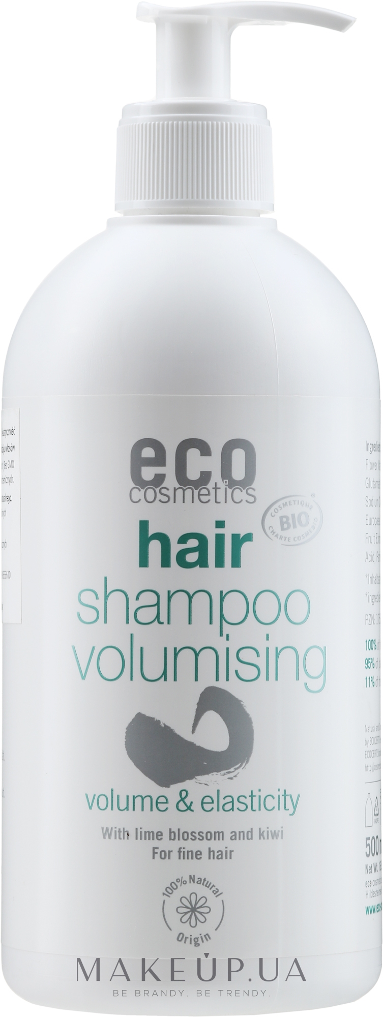 Шампунь для объема с экстрактами липового цвета и киви с дозатором - Eco Cosmetics Hair Shampoo Volumising Volume & Elasticity — фото 500ml