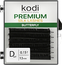 Накладные ресницы Butterfly Green D 0.15 (6 рядов: 13 мм) - Kodi Professional — фото N1
