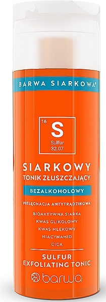 Отшелушивающий тоник с серой для лица - Barwa Siarkowa Tonic Sulphur — фото N1