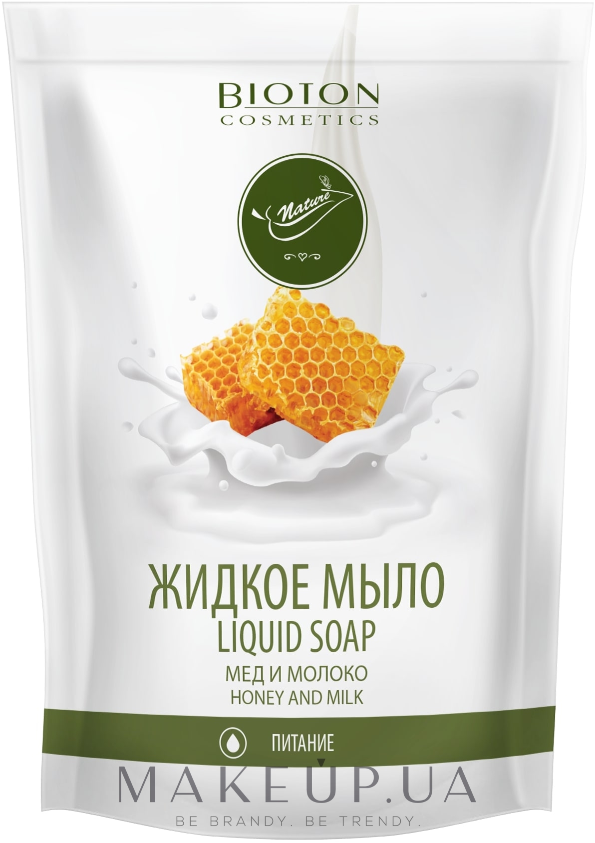 Рідке мило "Мед і молоко" - Bioton Cosmetics Nature Liquid Soap (змінний блок) — фото 460ml