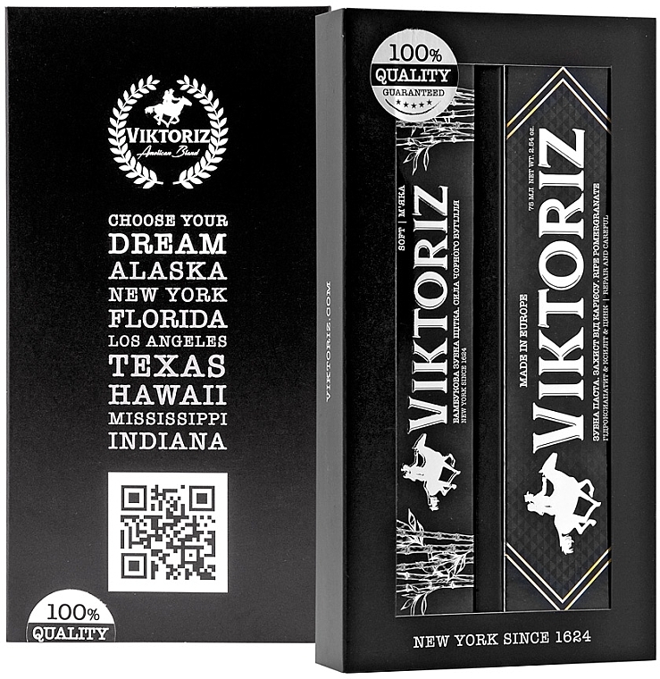 УЦЕНКА Набор "Защита от кариеса" - Viktoriz New York Gift Set (toothpaste/75ml + toothbrush/1pcs) * — фото N2