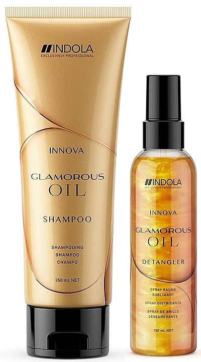 Набор - Indola Glamorous Oil Xmas Bag (shmp/250ml + spray/150ml + bag) — фото N2