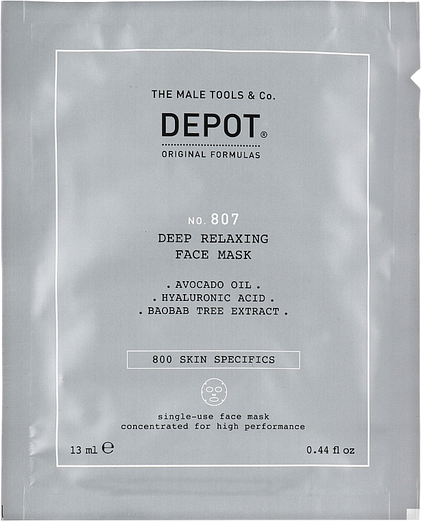 УЦЕНКА Питательная маска для лица и шеи - Depot No 807 Deep Relaxing Face Mask * — фото N2