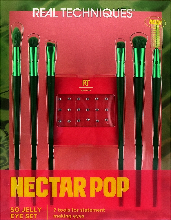 Real Techniques Nectar Pop So Jelly Eye Set (brush/6pcs + rhineston/18pcs) - Набір — фото N1
