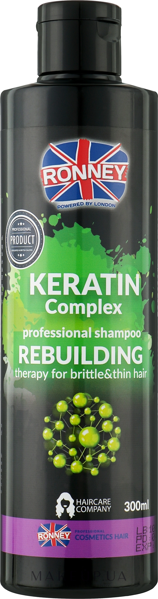 Шампунь для тонких и ломких волос с кератином - Ronney Professional Keratin Complex Rebuilding Shampoo — фото 300ml
