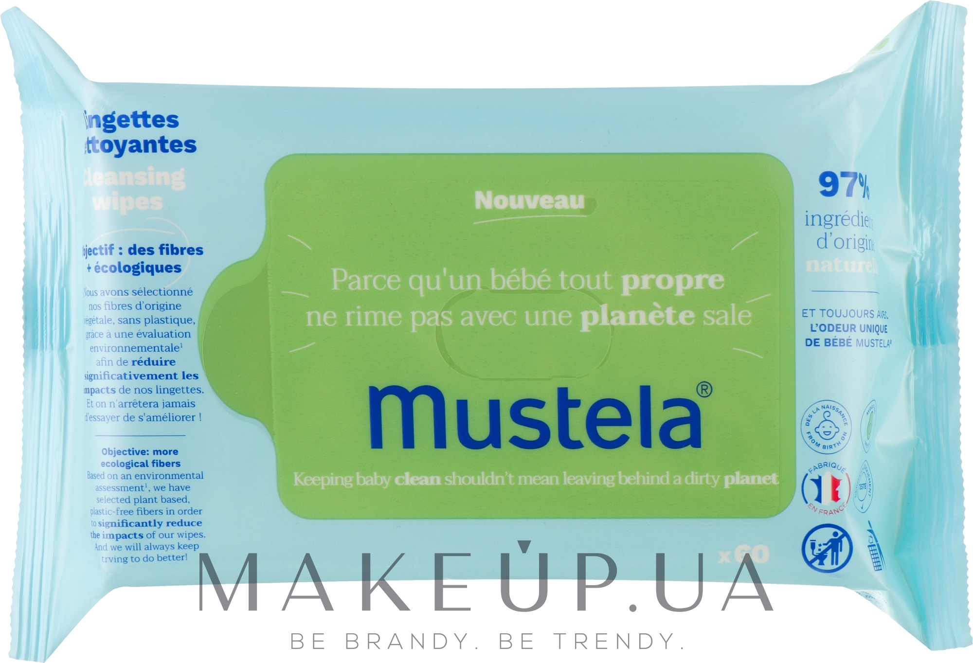 Очищающие салфетки для детей - Mustela Bebe Cleansing Wipes — фото 60шт