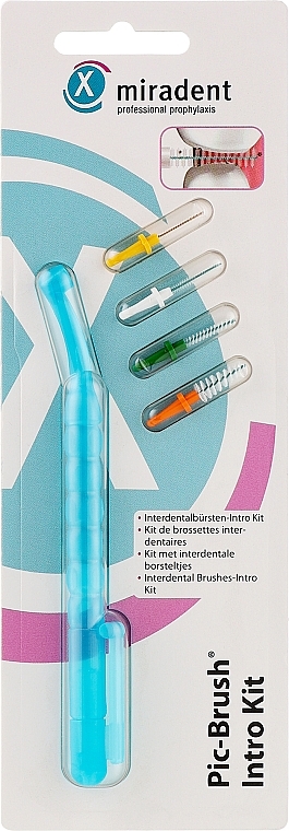 Межзубная щетка с насадками, голубая - Miradent Pic-Brush Intro Kit  — фото N1