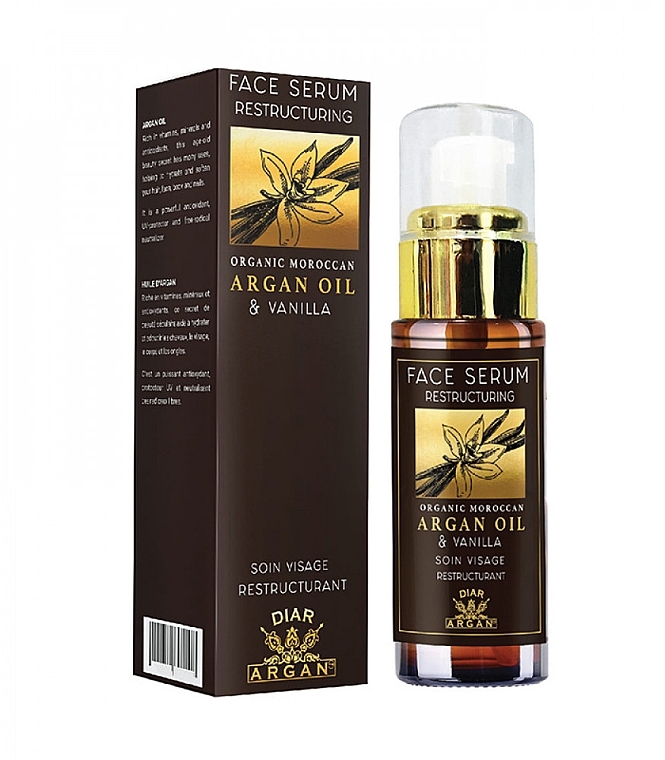 Відновлювальна сироватка для обличчя "Арганова олія й ваніль" - Diar Argan Restructuring Face Serum With Argan Oil & Vanilla — фото N1