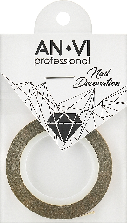 Голографічна смужка для нігтів, 3 мм, золота з блискітками - AN-VI Professional — фото N1