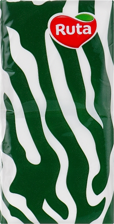 Носовые платки, без аромата, 3-х слойные, бело-зеленые - Ruta — фото N1