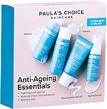Набор - Paula's Choice Anti-Aging Essentials Combination To Oily Skin Set (f/gel/30ml + f/fluid/15ml + f/tonic/30ml + f/cr/10ml) — фото N1